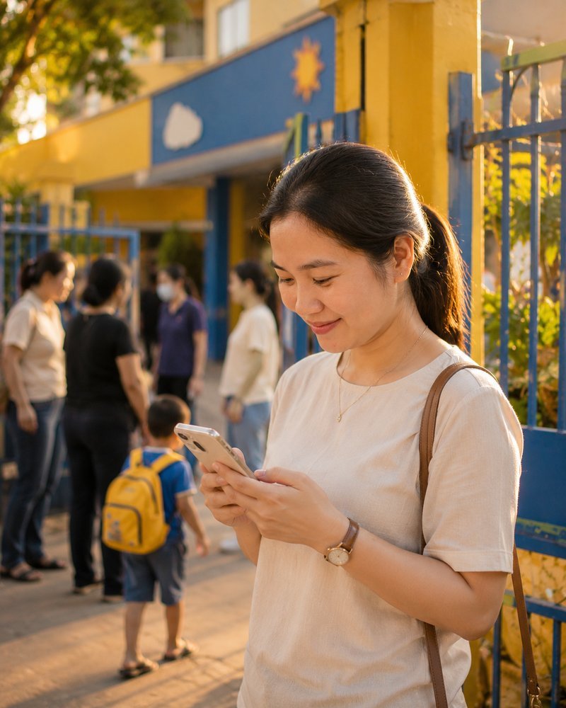 Trường đầu tiên trong khu vực có ứng dụng báo cáo cho phụ huynh — sao không phải trường của cô?