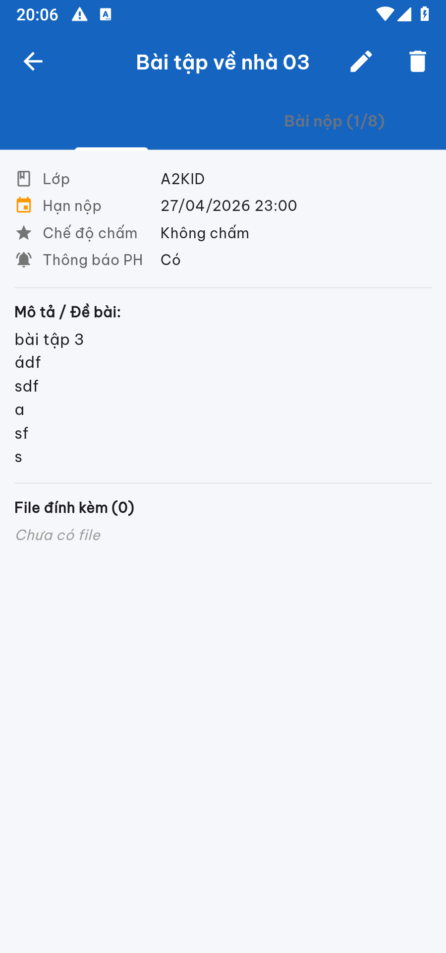 Chi tiết đề bài tập