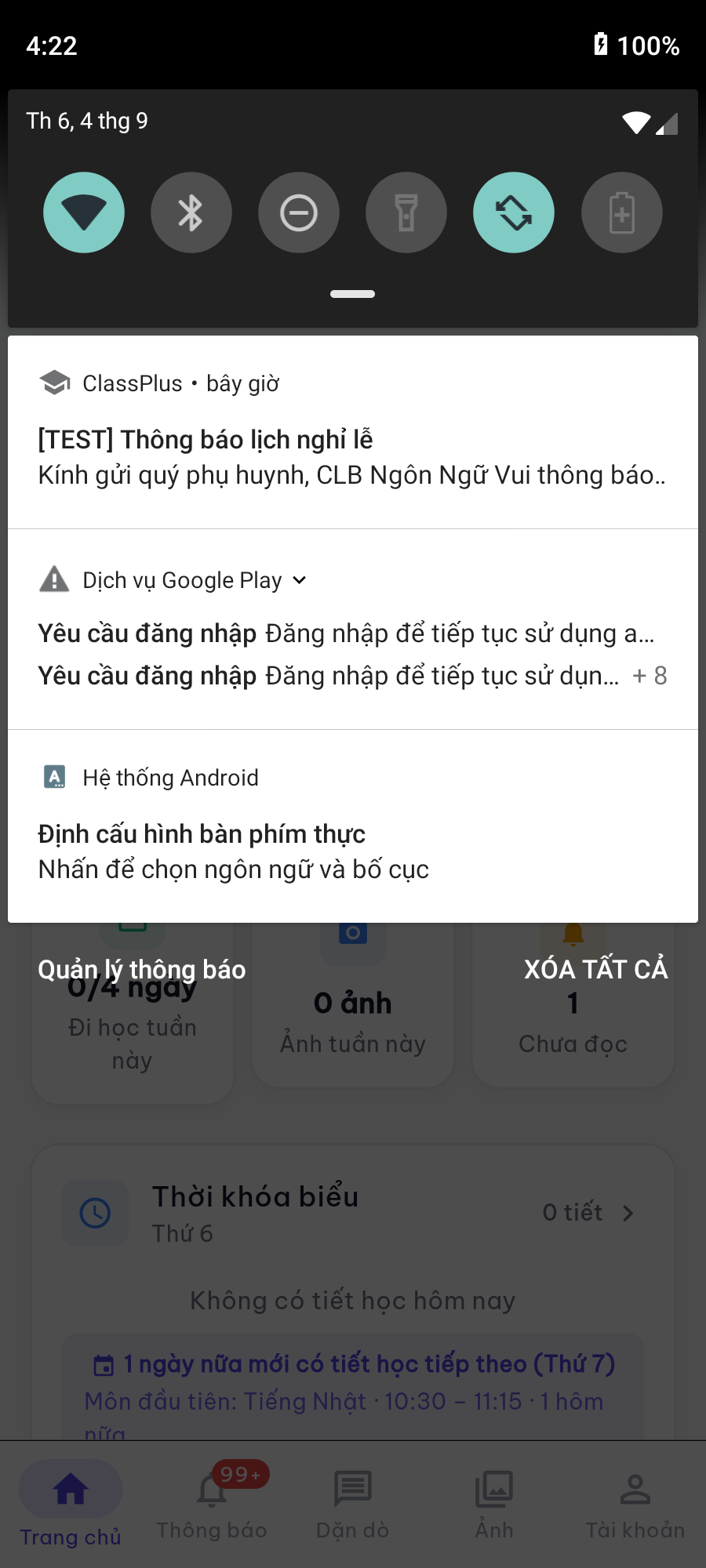 Push xuất hiện trên khay thông báo Android