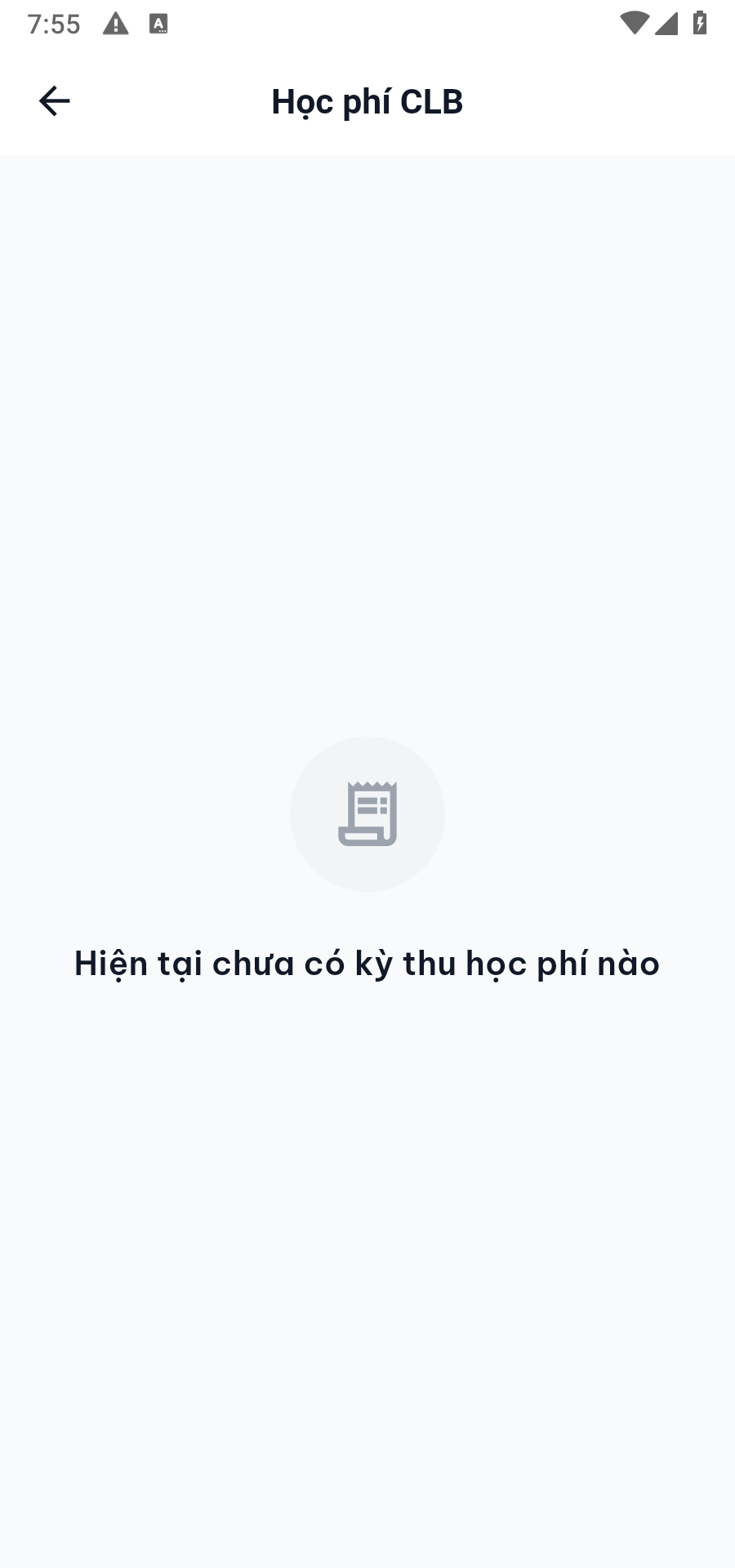 Học phí CLB — hiện chưa có kỳ thu nào
